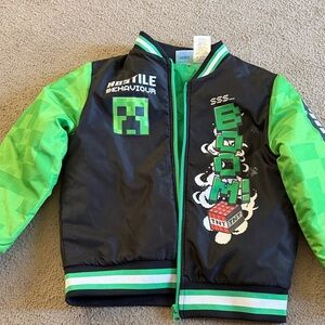 Kids Green and Black Puffer Jacket